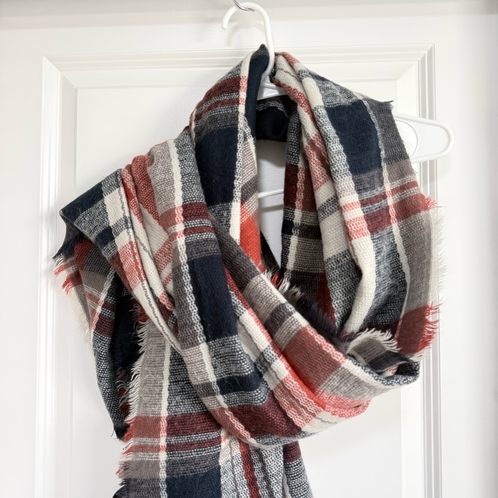 Scarf Wrap Plaid Fall Cozy Wool Blend Womens